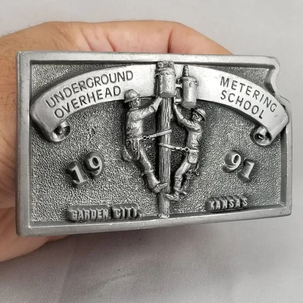 Vintage Belt Buckle 1991 Underground Overhead Metering School Garden City Kansas